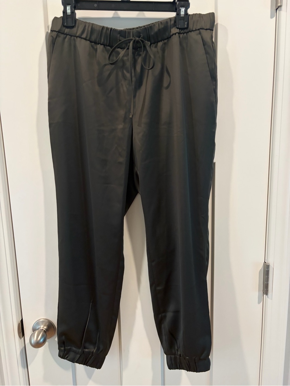Banana Republic Olive Satin Drawstring Ankle Joggers